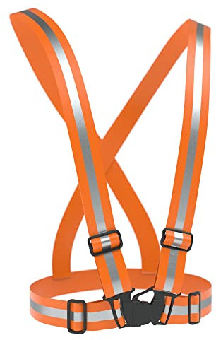 EAZY CASE Gurt Reflektorweste, durchgehende, elastische Reflektorsteifen, flexibel einstellbar, Warnweste mit Reflektoren, reflektierende Weste, ideal zur Erhöhung der Sichtbarkeit, Orange