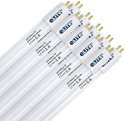 eLITe LED Röhre T5, 51,7cm, 7W, sehr hell, 680lm, 830, 3000 Kelvin, Warmweiß, NUR FÜR EVG, 140 Grad, homogenes Licht, langlebig 50.000h, 3 Jahre Garantie, 10 Stück