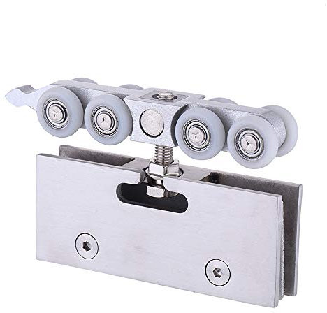 NUZAMAS Duschtür Rollen, 4 Rollen Läufer Räder Riemenscheiben 22mm Raddurchmesser Oben Unten Badezimmer Ersatzteile Passt Glastür 10-12cm, Max 45KG