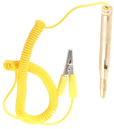 Tester per Circuiti Automobilistici, DC 6V 12V 24V Cercafase per Auto Professionale Matita per Penna per Test di Tensione della Lampadina Giallo per Rimorchi, Furgoni, Moto