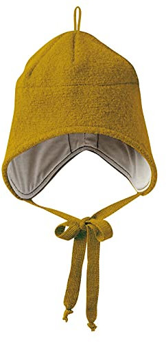 Disana WALK-MÜTZE, 100% Bio-Merinowolle GOTS, IVN Best – Futter: 100% Bio-Baumwolle | Besonders warme und weiche Wintermütze | Baby Kleinkind Kind Unisex | Made in Germany | Gold Gr. 1