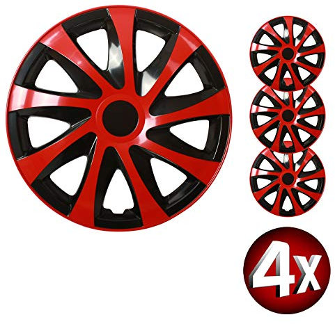 All4You Radkappen 16 Zoll Draco CS Black Red 4er Pack Radzierblenden Schwarz Rot