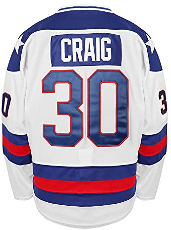 1980 Olympic Team USA Hockey 17 Jack O'Callahan 21 Mike Eruzione 30 Jim Craig Miracle On Ice USA Hockey Jersey - White - XL