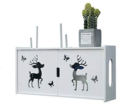 MNBVH Wand Router Aufbewahrungsbox Weiß WLAN Box Router Regal TV Kabel Verstecken Box Router Kabel Cable Organizer Box WiFi Router Storage Box B