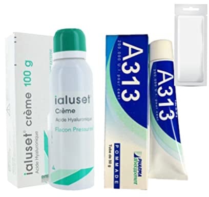Ialuset Hyaluronic Acid + Retinol Vitamin A Anti Ageing AgingDry Skin Night Face Skin Moisturiser Healing Cream & Gel Duo 100g Pump Bottle & 50g Tube
