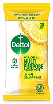 Dettol MultiPurpose Antibacterial Cleaning Wipes, Citrus, 30 Wipes (Packaging May Vary)