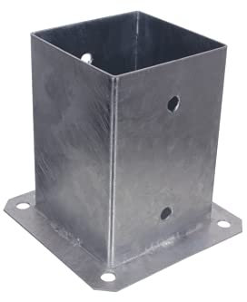NAJDER Support Poteau Carré à Visser 90x90 mm, Manchon de Sol, Ancrage Poteau Fixation Bois, Acier Galvanisé à Chaud pour Clôture, Balançoire, Pergola, Couleur: Argent