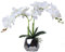W&W künstliche orchideen im Topf wie echt, künstliche Orchidee Kunstblumen und kunstpflanzen mit Vase, weiße Kunstorchidee im silberner Topf für Home deko, 38x43cm