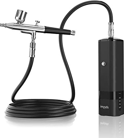 imyyds Kit de aerógrafo con compresor, pistola de aerógrafo inalámbrica de alta presión de 32 PSI, juego de compresor de aerógrafo portátil de doble acción, mini cepillos de aire recargables de mano