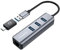 GRAUGEAR | 3 Ports USB 3.0 HUB + Gigabit Ethernet LAN RJ45 | USB-C | USB-A | Aluminiumgehäuse | USB Type-C Adapter | USB LAN Adapter | G-HUB31L-A, Gray