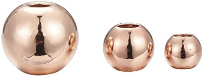 PandaHall 120pcs Brass Round Spacer Beads 3mm 4mm 6mm Rose Gold Small Tiny Metal Stopper Loose Beads for Necklace Bracelet Earring Jewelry Making