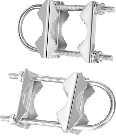 Slinkdsco Double Antenna Mast Clamp Heavy V-Jaw Bracket U Bolts Pipe Mounting Hardware for TV CB Ham Antenna Parasols Flags and Fishing Rods, Yagi WiFi Antenna Helium Miner Lora Antenna（2 Sets