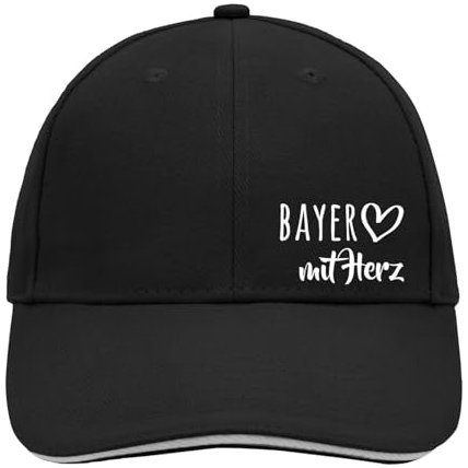 Huuraa Cappy Mütze Bayer mit Herz Geschenk Black/Light Grey Bayer Präsent