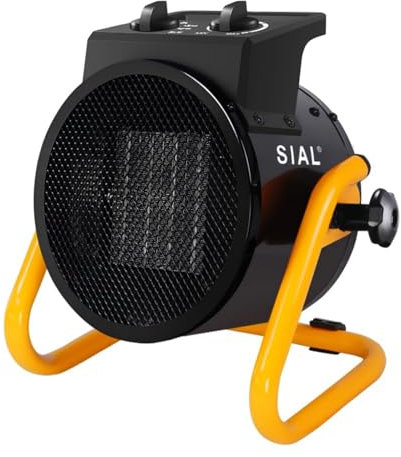 SIAL Termoventilatore 3000 W - Radiatore Elettrico - Ceramica - Riscaldamento Industriale - Riscaldamento Rapido in 3 Secondi - Termostato e Protezione da Surriscaldamento (Nero)