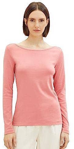 TOM TAILOR 1039767 T-Shirt Basique à Manches Longues, 28155-dusty Pastel Rose, XL Femme