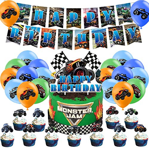 Lastwagen Geburtstagsdeko Monster Truck Kindergeburtstag Deko Truck Geburtstag Luftballons Truck Kuchen Topper Lastwagen Geburtstag Girlande