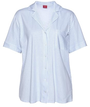 s.Oliver Damen Pyjamaoberteil kurzärmelig mit Reverskragen, Knopfleiste, Brusttasche, weiche Single-Jersey-Qualität