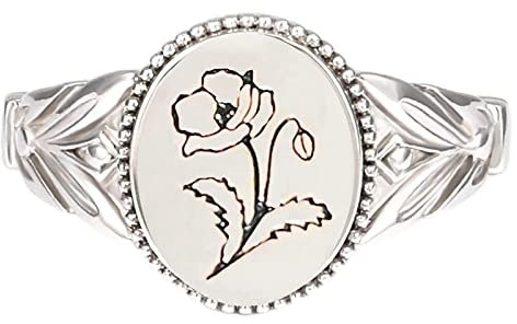Drawelry Sterling Silber Ringe mit Geburt Monat Blumen für Damen Handgemachter Schmuck Ring Hochzeitstag Anniversary Versprechen Verlobung Geburtstag Geschenk (M, 10.5)