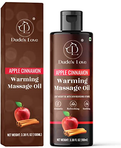 Dude's Love - Bio – Ätherisches wärmendes Körpermassageöl – Apfel-Zimt | Keine Flecken – nicht klebend | Nährt und befeuchtet die Haut | Aromatherapie Veganes Öl – 100 ml