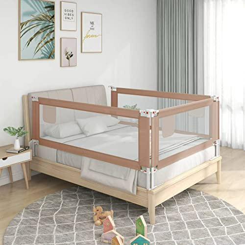 INLIFE Kleinkind-Bettschutzgitter Taupe 140x25 cm Stoff,2.71kg,10219