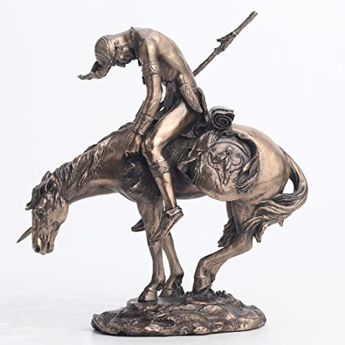 Veronese Design The End of Trail Skulptur Indianer Kunstharz, Kaltguss, Bronze-Finish, 19,5 cm