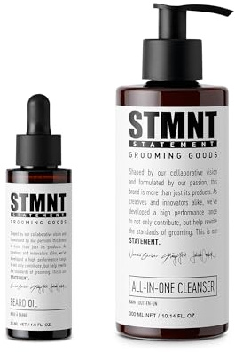 STMNT STATEMENT GROOMING GOODS All-In-One Cleanser 300 ml + Beard Oil 50ml | Deine tägliche Reinigung für den ganzen Körper und für einen weichen Bart | Frei von Silikonen
