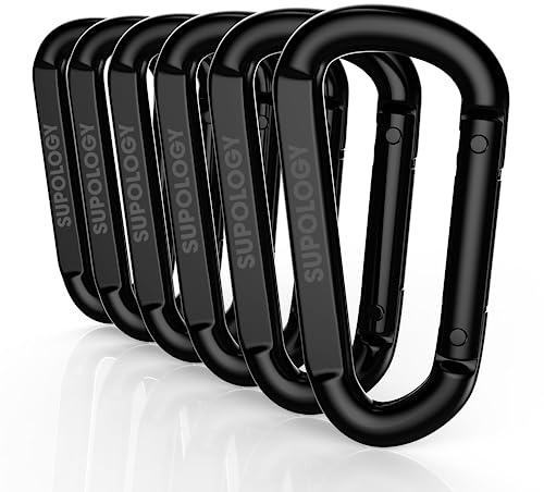Heavy Duty Carabiner Clip, Steel Carabiners 1100lbs 3 D Shaped Spring Hook Small Clips for Hammocks, Hiking, Keychains, Outdoors and Gym, Dog Leash and Key Ring (6PCS 3'' Clips)