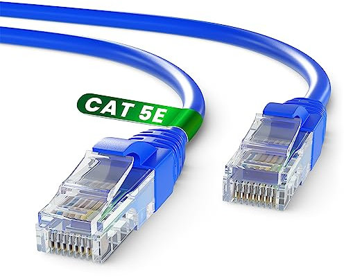 Mr. Tronic Blue Cat 5E Ethernet Cable 15m, High Speed LAN Ethernet Network Cable with RJ45 Ends Connectors, 15m Cat5E Internet 1 Gbps, ADSL AWG24 Patch, UTP CCA (15 Meters, Blue)
