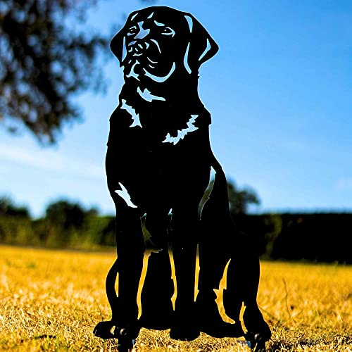 Black Chocolate Labrador Garden Ornament Christmas Dog Lover Gift Brown Lab Related Statue Figurine Metal Home Decor Sculpture (Black Labrador - Black Paint)