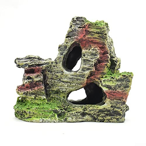 Aquarium-Felsendekoration, Bergblick-Aquarium-Baum, Aquarium-Dekoration, versteckte Höhlendekoration, geeignet für Aquarium-Dekoration, A