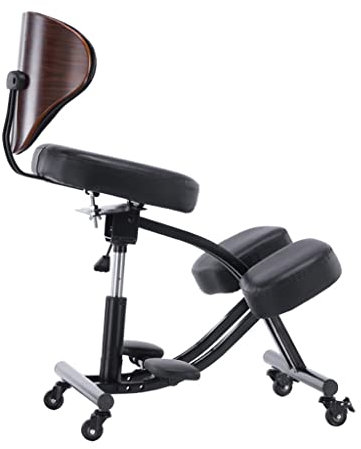 Ergonomischer Kniestuhl mit Rückenstütze, dicken, bequemen Kissen, Verstellbarer Hocker, für Zuhause und Büro, mit abgewinkeltem Sitz für eine bessere Körperhaltung
