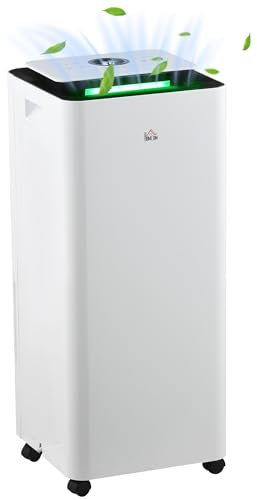 HOMCOM 16L/Day 3500mL Portable Quiet Dehumidifier with Air Purifier Filter, 24H Timer, 5 Modes, Electric Moisture Air Dehumidifier for Home Laundry Basement, White