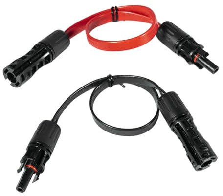 2 cables solares de 1500 V/50 A, cable de extensión fotovoltaica, cable de conexión plana solar para paneles solares, cable fotovoltaico, planta de energía solar, negro y rojo