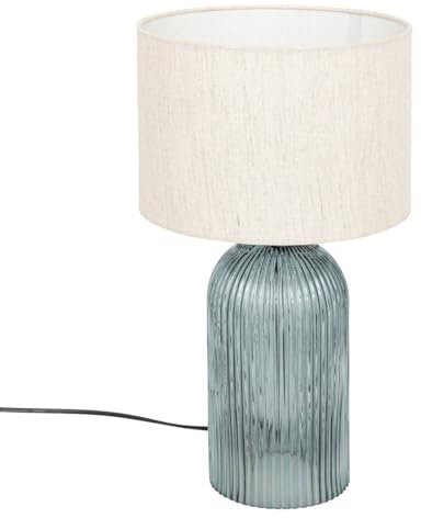 Atmosphera - Lampe à poser mati verre bleu h42cm