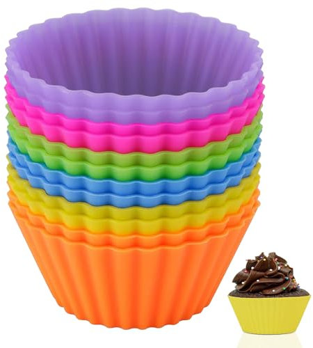 Yitobici moule à muffins en silicone, 12 pièces moules de cuisson en silicone réutilisables, moules à muffins, moules à cupcakes