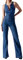 xxxiticat Damen Denim Jumpsuit Front Zip Up Deep V Neck Sexy ärmellose Bell Bottom Pants Strampler(BE,S)