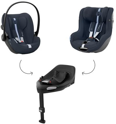 CYBEX Gold Babyschale Cloud G i-Size Plus mit Kinder-Autositz Sirona G i-Size Plus und ISOFIX Basis Base G, Inkl. Neugeboreneneinlage, Ocean Blue