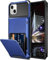 Draamvol for iPhone 14 Phone Case with Card Holder Slots Armor Shockproof Flip Wallet Case Hard PU Back Soft TPU Inner Bumper Cover for iPhone 14 Case, Blue