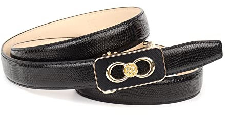 Anthoni Crown Damen Automati Ledergürtel Gürtel, Schwarz, 95