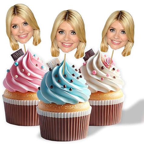 20 Personalised Photo Face Cupcake Topper Cake Decorations for Birthday Anniversary Stag Hen Party - includes card faces, skewers and all fixings 18th 21st 30th 40th 50th 60th 70th (20 Toppers)