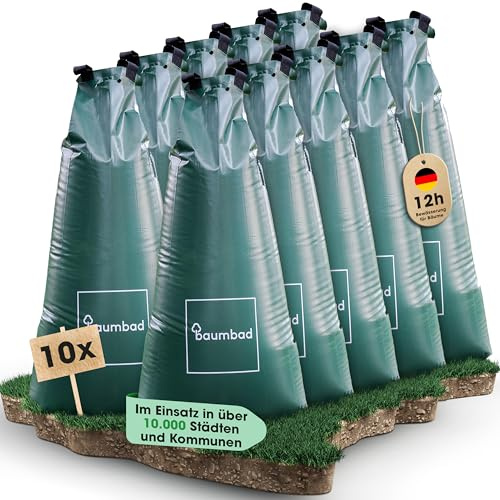 baumbad 10 Premium Bewässerungsbeutel 100 Liter, PVC UV Beständig, Baumsack zur Bewässerung in Grün