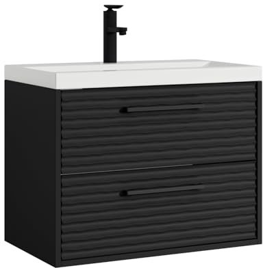 Badplaats B.V. Badezimmermöbel Etna 60 cm 01 Waschbecken - Schwarz - Aufbewahrungsschrank Badmöbel-Set