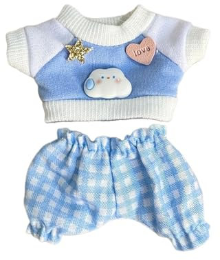 EHJRE Puppenkleidung Aus Plüsch für 17 cm Große Puppen, Kleidung, Kostüme, Anziehsachen, Stylische Foto Requisiten, Weich, Süß, mit Hose, Puppen Häschen SWE, BLAU
