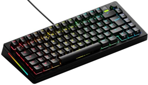 Glorious Gaming GMMK 3 Custom Mechanical Gaming Keyboard with Knob, TKL 75%, Modular Gasket System, Doubleshot PBT Keycaps, Aluminum Switch Plate, Hotswap 3 & 5-pin Switches, UK QWERTY - Black