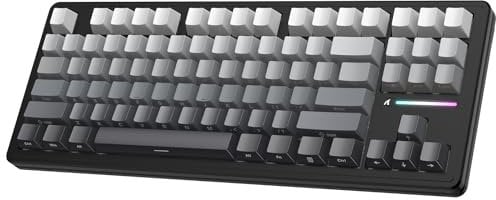 ATTACK SHARK M87PRO TKL Wireless Mechanical Gaming Keyboard, BT5.0/2.4G/USB-C Wired Hot Swap RGB Keyboard 80% US Layout,Linear White Switches Gradient Side Print PBT Keycap for PC Mac - Moonlit Night