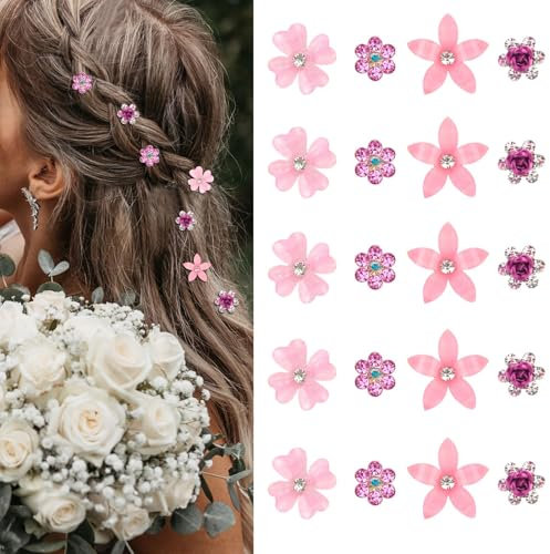 NATOSU 20 Stück kleine Blumen-Haarnadeln, schöne dekorative Haarnadeln, Hochzeitshaarnadeln, weiße Blumen-Haarklammern, Haar-Accessoires,