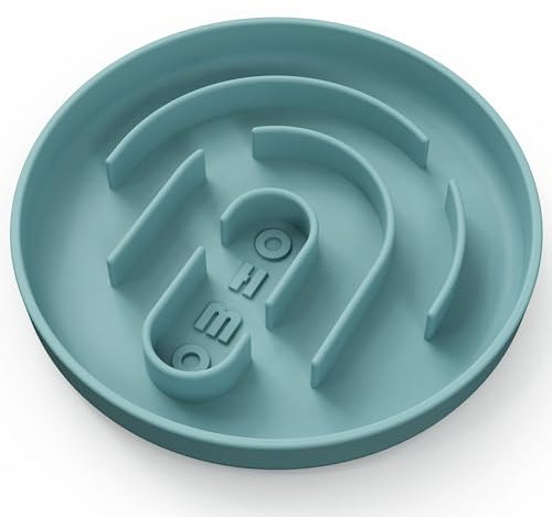 OHMO Gamelle Anti Glouton(Petit - Circulaire, Bleu Clair, 15 cm) Silicone sans Ventouse, Gamelle Anti Glouton Non Toxique pour Petits Chats et Chiens