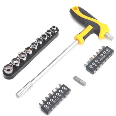 RTRCAGAKM T-Handle Wrench Combination Screwdriver Bit Set Phillips Slotted Home Repair Hand Tool