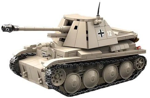 Fuleying Militärischer Bausteine Bausatz, Marder III H Panzer Zerstörer Klemmbausteine, 661 Stück WW2 deutsche Armee gepanzerte Panzer Fahrzeug Modell Spielzeug für Erwachsene Kinder ab 10 Jahren
