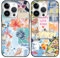Phoona 2 Pack Cute Case for iPhone 16 Pro 6.3, European Collage Preppy Summer Girly Design Pattern for Girls Women, Slim Soft Silicone Shockproof Bumper Protector Cover, Blue 03